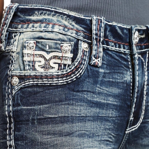 ❤️NeW!❤️ ROCK REVIVAL MELANIE MID-RISE EMBROIDERED SKINNY STRETCH JEANS SIZE 28 - Picture 5 of 9